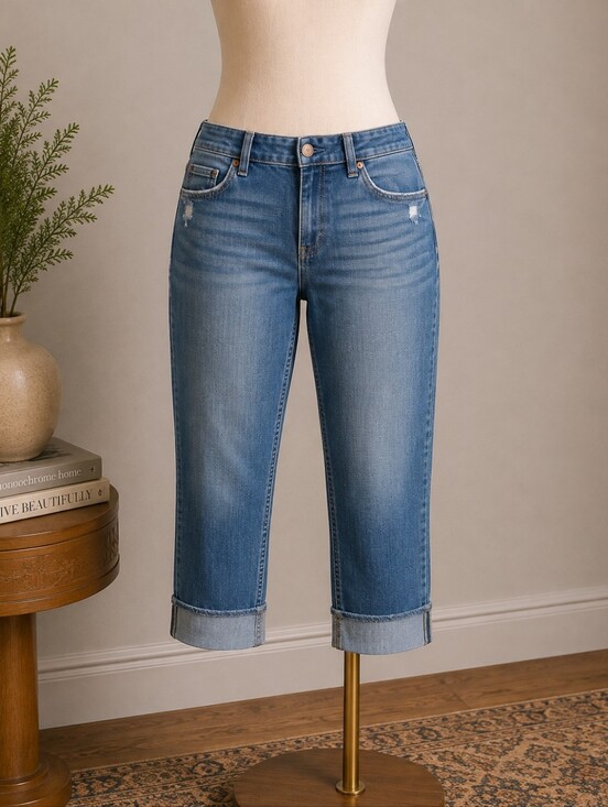 Lee Denim - Woman's Lee Riders Size 16M Cropped Jeans Factory Cuffed Stretch Denim
